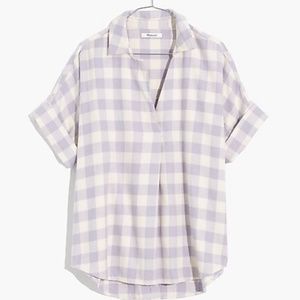 Madewell Flannel Courier Button Back Shirt in Gingham Check
